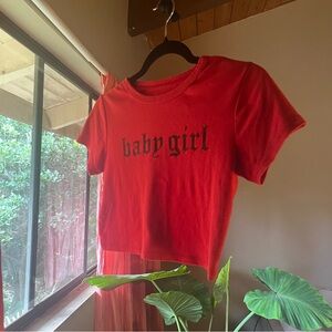 Graphic Crop Top “Baby Girl” Lettering